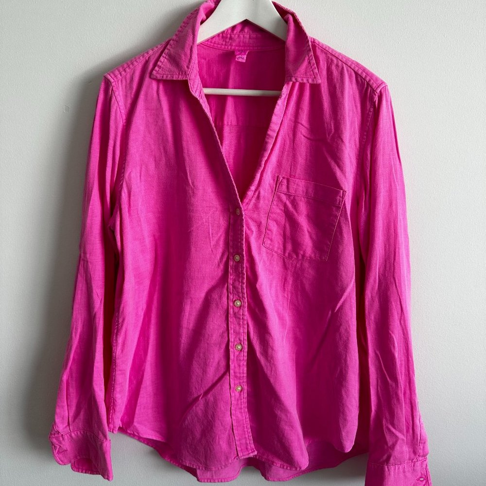 GAP Neon Pink Fitted Boyfriend Shirt - Size L